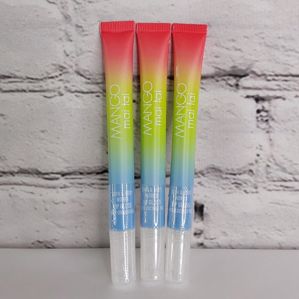BATH & BODY WORKS 'MANGO~MAI~TAI' LIP GLOSS 3-PIECE SET